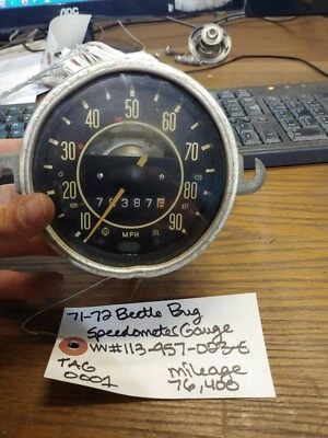 71-72 VW Beetle Bug Speedometer Gauge vw #113 957 023 E Genuine OEM - Image 1 of 4