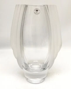 "Florero de vidrio Bombay de cristal Art Deco Polonia 10"" detalles esmerilados" - Imagen 1 de 4