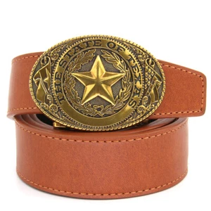 Western Cowboy Herren Leder Persönlichkeitsgürtel Retro Automatische Schnalle Gürtel - Bild 1 von 4