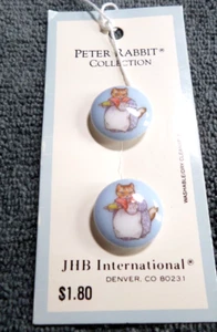 2 BEATRIX POTTER PETER RABBIT PICTURE BUTTONS - Picture 1 of 2