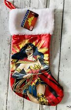 NWT DC Wonder woman plush￼￼Christmas Stocking Fur, Silk, Red Amazing!