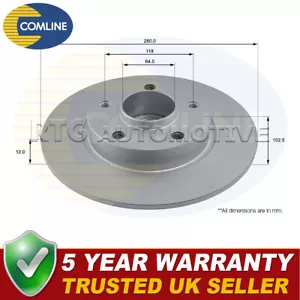 Comline Rear Brake Disc Fits Vauxhall Vivaro 2001-2014 Renault Trafic 2001- #2 - Picture 1 of 2