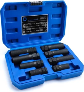 Spline Lug Nut Socket Set, 8 Piece SAE & Metric Locking Lug Nut Removal Tool - Picture 1 of 5