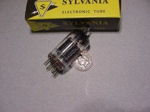 SYLVANIA 12AU7A ECC82 TUBE (BLACK PLATE SQUARE GETTER) strong tested! - Picture 1 of 2