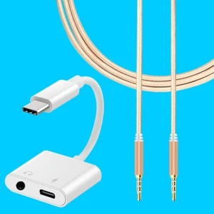 Superior Quality USB Type C & 3.5mm to 3.5mm Audio Cable f Nokia 9 PureView NEW - Picture 1 of 1