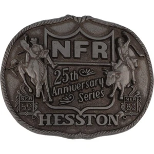 83 National Finals Rodeo Nfr Hesston Western Cowboy Nos Vintage Belt Buckle - Picture 1 of 6