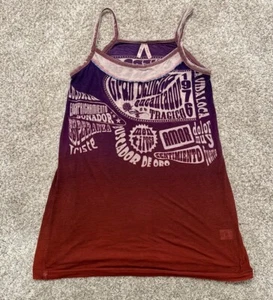 Vintage 90s Y2K Sparkle & Fade Graphic Spanish Ombré Tank. Sz Small - Picture 1 of 11