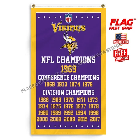 Minnesota Vikings 3x5 ft Banner Premium Flag NFL Conference Division Champions Cover