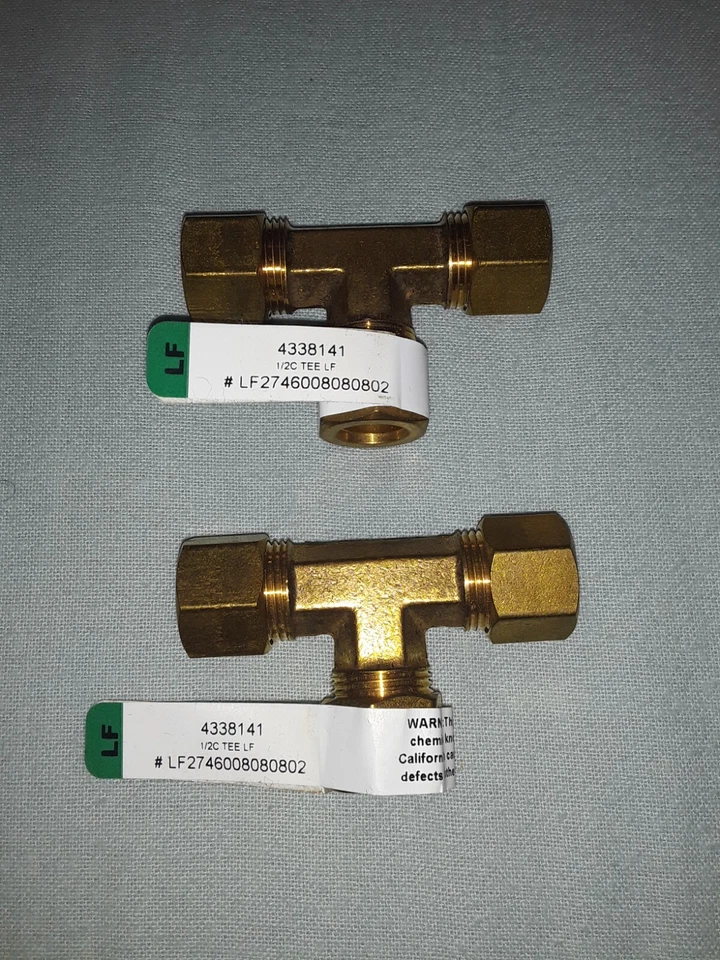 1/2" Brass Compression Tee (4338141 / LF2746008080802) x2 - Image 1 of 1