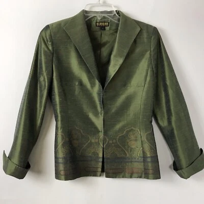 Blazer Georgiou Studio Mujer Chaqueta Bordada Verde Brillante Talla 4 Foto 1 de 4