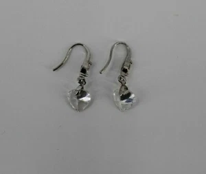 DELICATE HEART EARRINGS SILVER CLEAR DANGLE DROP WOMEN FASHION JEWELRY FISH HOOK - Picture 1 of 4