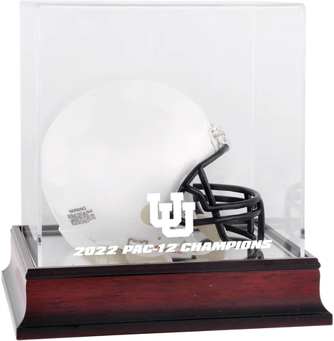 Utah Utes 2022 Pac 12 Conference Champs Mahogany Mini Helmet Logo Display Case Cover