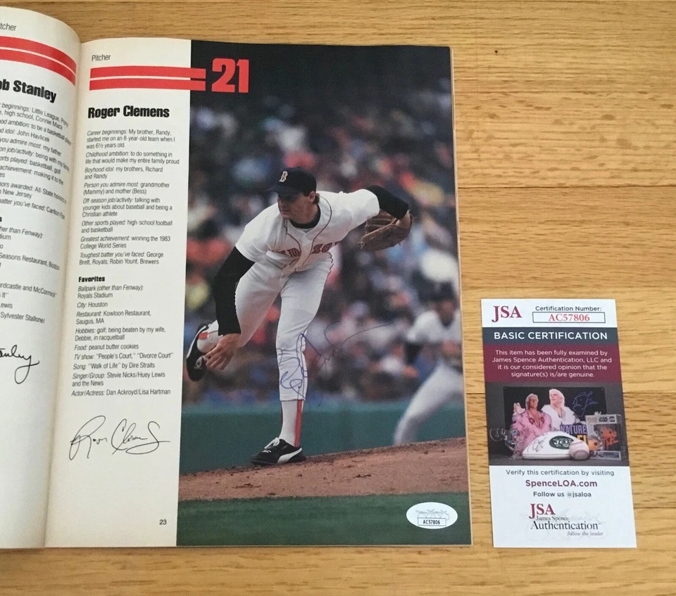 Roger Clemens Boston Red Sox MLB Signed Autograph 1986 Yearbook JSA COA - Image 1 of 4