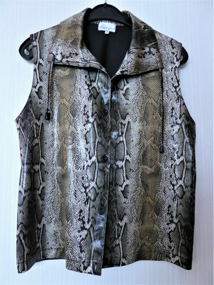  CEST CA! Made in France Schlagenmuster Weste Gr. M / 38-40 beige braun schwarz - Bild 1 von 1