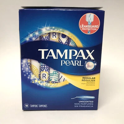 Tampax PEARL Regular Absorbency Tampons, 18 ct Unscented | Leakguard Protection - Image 1 of 4