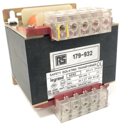 Legrand 200VA 44103 Panel Isolating Transformer Primary 220/240v Secondary 24vAC - Image 1 of 4