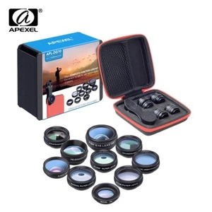 Kit objectif téléphone universel 10 en 1 APEXEL - Fisheye, large, macro, CPL & télescope - Photo 1 sur 8