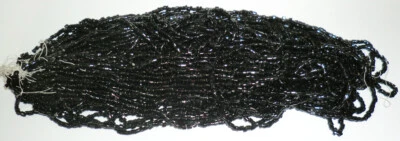 Cuentas opacas azabache negras maestro corte Hank antiguas vintage checas victorianas BB80-23 Foto 1 de 4