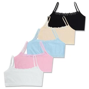 Cotton Bra Girls Training Lace Young Kids Vest Teenage Underwear 8-14year 4pcs - Picture 1 of 18