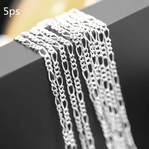 5 PCS 16-30inch 925 Silver Figaro Chain Necklace for Women Fashion Jewelry - Picture 1 of 6