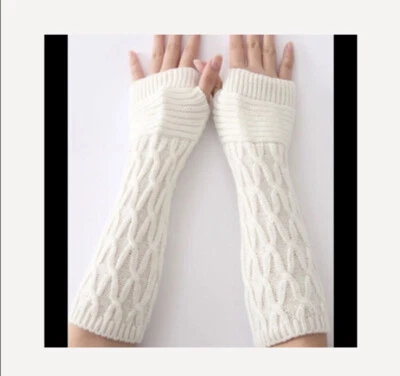 New! Ivory Fingerless Gloves - Image 1 of 4