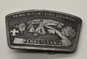 BSA Silber Metall Penn Mountains Council Pennsylvania Gürtelschnalle - Bild 1 von 8