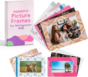 Magnetic Picture Frames for Refrigerator 4X6, 4.5X2.5, Magnet Photo Frame, Pack - Picture 1 of 11