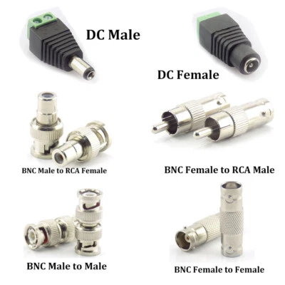 5X DC BNC RCA female male to male Coax Coupler Video Balun connector Power plug - Image 1 of 4