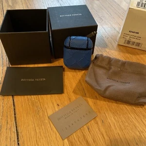 Bottega Veneta BLUE Intrecciato Airpod Case 610263 NEW - Picture 1 of 12