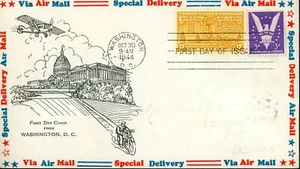 US FDC Special Delivery #E18 - Postman and Motorcycle (1944) - Imagen 1 de 1