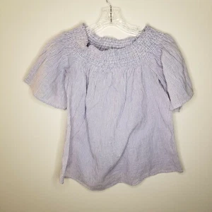 Cavalini Womens Blue White Pink Short Sleeve Blouse Size Large - Picture 1 of 4