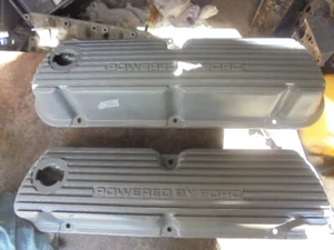 Aluminum Valve Covers Ford POWERED BY FORD 289 302 5L NASCAR IMCA K&N NHRA IHRA - Picture 1 of 3