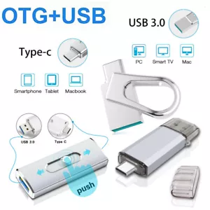 USB 3.0 32GB/64GB /128GB Dual Type-C OTG Flash Drive Fast Speed For Phone PC Mac - Picture 1 of 15