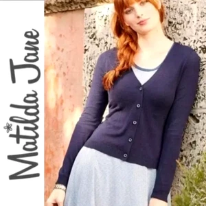 Women Matilda Jane Hello Lovely Blue Greeting Cardigan Size XS X Small NWT - Picture 1 of 2