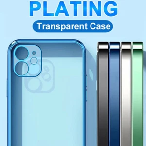 For iPhone 15 14 13 12 Pro Max 11 XS XR 8 Plating Bumper Clear Soft Case Cover - Picture 1 of 21