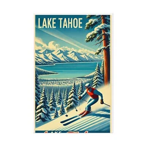 Vintage Ski Poster Lake Tahoe - Picture 1 of 13