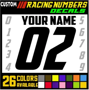 Racing Numbers Name Vinyl Decal Sticker for Dirt Bike Plate BMX Motocross Car[R3 - Bild 1 von 10