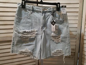 Rue 21 Damen Shorts Größe 10 Blau High Rise Boyfriend Denim Used-Look 90er  - Bild 1 von 14