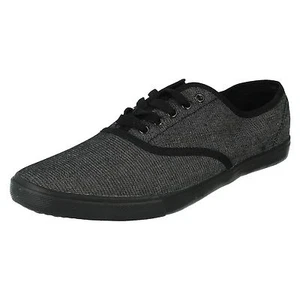 Hombre Negro Spot On Zapatillas Lona Cordones GB Tallas 7 - 10: F8683 - Imagen 1 de 9