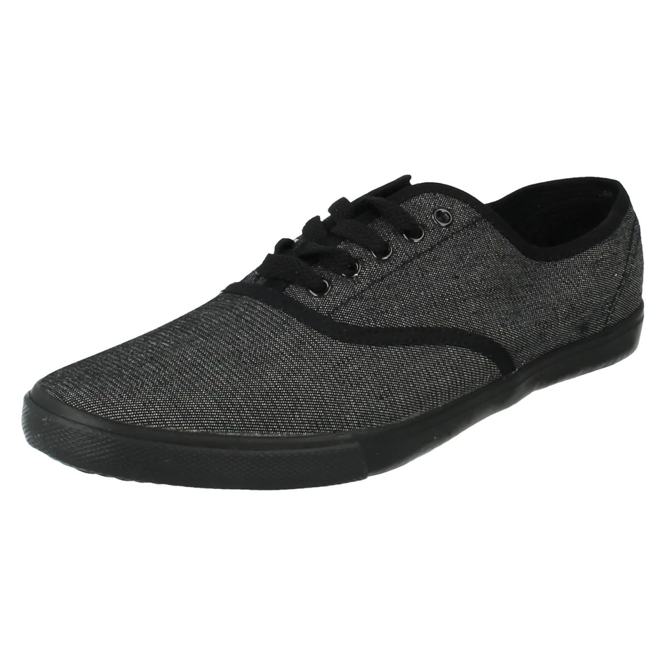 Zapatos de lona con cordones negros para hombre tallas UK 7-10: F8683 Foto 1 de 4