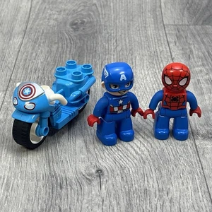 Lego Duplo Capitán América Figura con Moto + Spider-Man Superhéroe - Imagen 1 de 12