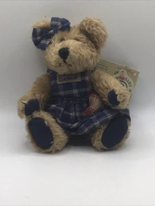 Vintage Boyds Bears Bearwear blau kariertes Outfit mit Schleife Plüschbär 5,5 Zoll - Bild 1 von 5