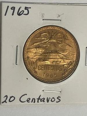 Moneda de 20 centavos de bronce Mo México 1965 XF++ AU KM 440 Foto 1 de 4
