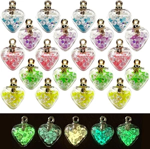 ARTSY Crafts 20 Pezzi 23Mm Perline Luminose al Buio Cuore Charms, Charms Sfera di Vetro - Foto 1 di 8