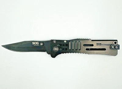 SOG Slimjim A/O Folding Knife 3.13" AUS-8 Steel Blade Black 420 Steel Handle - Image 1 of 4