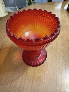 Vintage Ombré Rot/Orange Glas Bonboniere - Bild 1 von 10