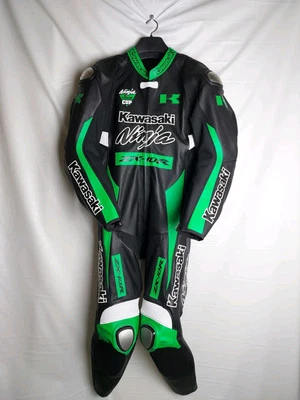 Kawasaki Cowhide Leather Motorcycle Biker Suit Motorbike Racing Protective Suit - Image 1 of 4