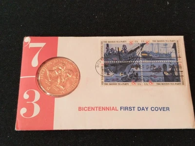 1973 MEDAL COIN AND FIRST DAY COVER AMERICAN REVOLUTION BICENTENNIAL - Image 1 of 4