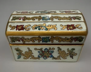 Vintage handbemalt Keramik aufklappbar Schmuckstück, Schmuckkästchen 5” x 3,5” - Bild 1 von 16