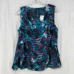 NUEVO CON ETIQUETAS Moda Bug Top Mujer Mediana Multicolor Sin Mangas Volantes Blusa - Imagen 1 de 14
